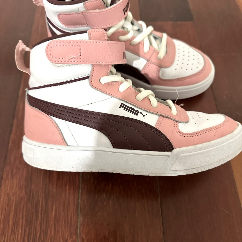 Girls Puma High Top Sneakers in Pink and Plum